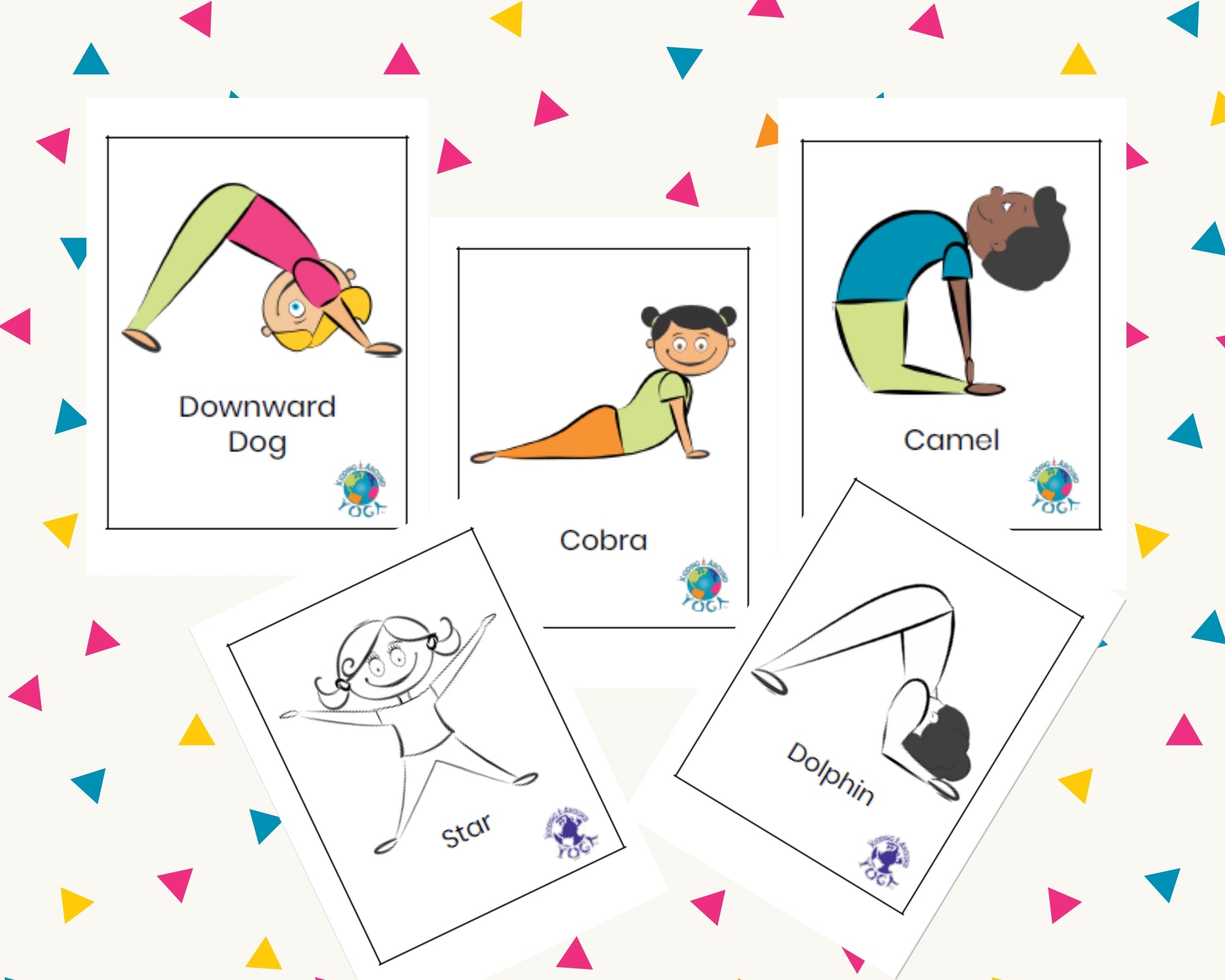 Kids Yoga Pose Cards 8x12, Flash Cards, Educational Material